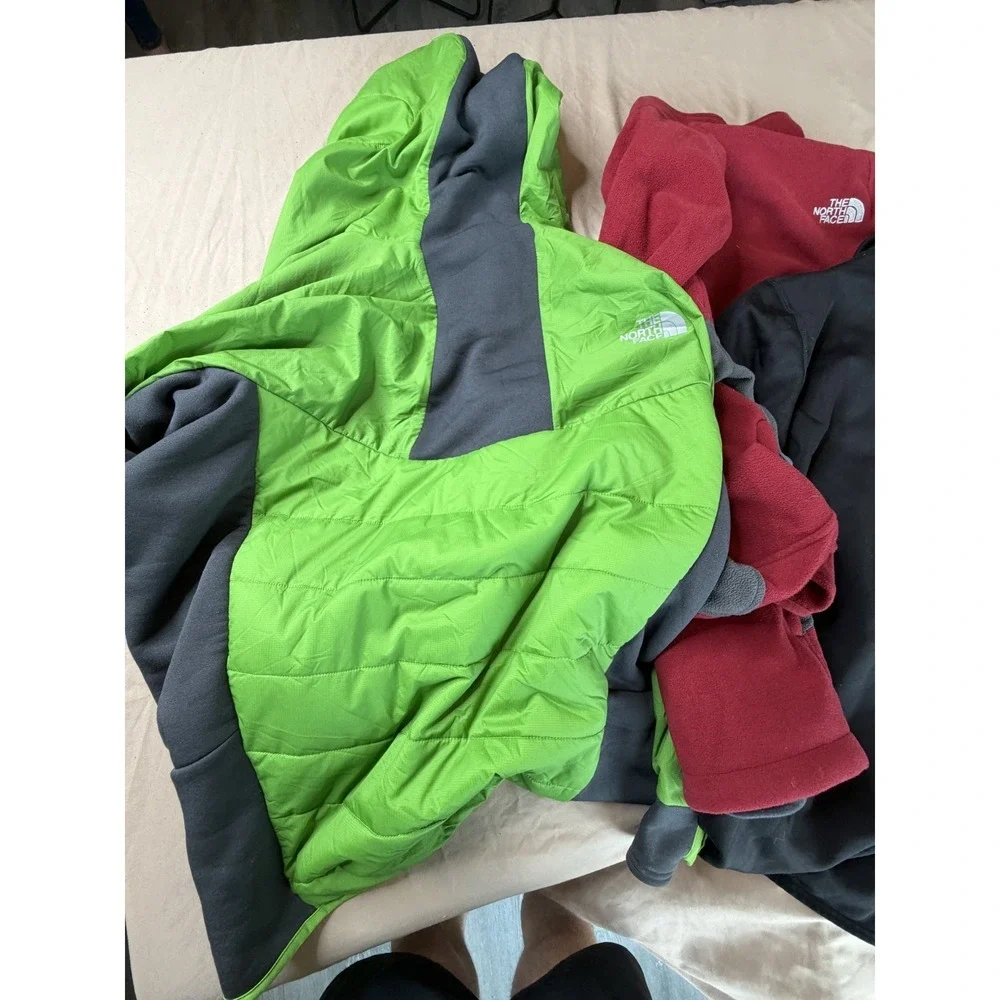 Lot of 3 North Face Sweater Windbreaker Jacket Men's XL Red Green Black